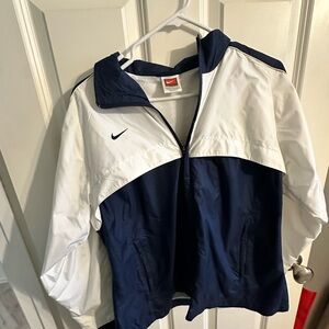Nike White and Blue Windbreaker Jacket